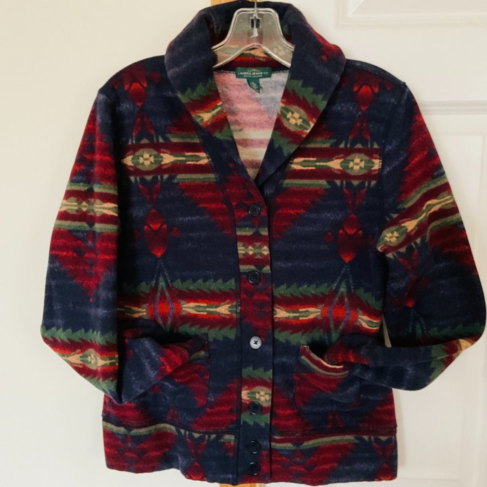 VINTAGE LAUREN JEANS CO. Women's Aztec Tribal Jacket EUC Size L - Picture 2 of 11